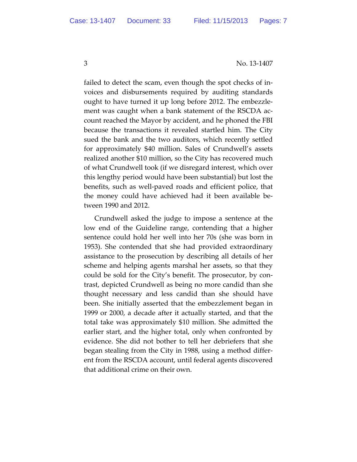 Page 3 of United States v. Crundwell, No. 13-1407